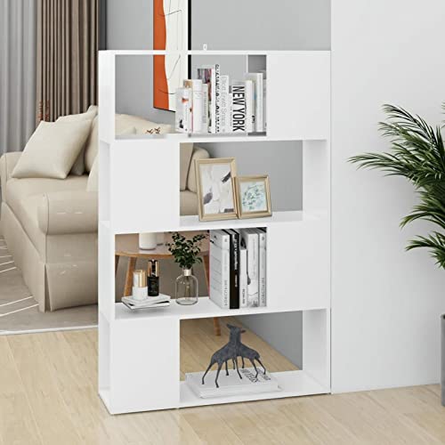 Hogotin Estanterías de Cubos Librería Estantería de Salón de Pie Estantería Divisor de Espacios Aglomerado Blanco 80x24x124,5 cm Cover
