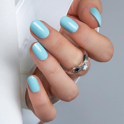 Image of CurvLife Press On Nails Extra Short - 30Pcs Soft Gel Fake Nails, Reusable Glue On Nail Kit with Adhesive Tabs, Natural Fit & Salon-Quality for Women & Girls (Ocean Mist)