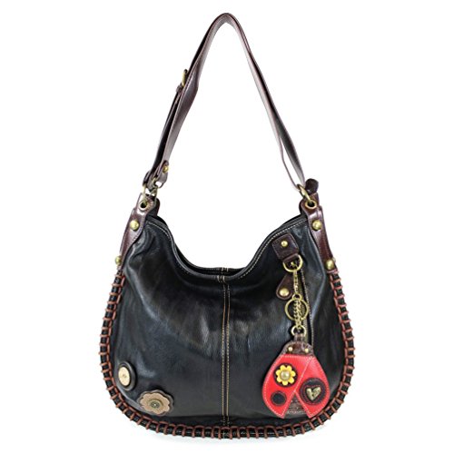 Chala CONVERTIBLE Hobo Large Tote Bag LADYBUG Vegan Leather BLACK2