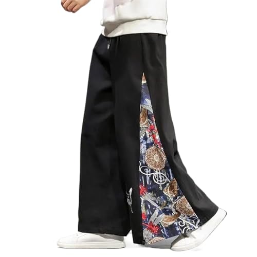 Pantalon de style chinois en coton et lin pour homme