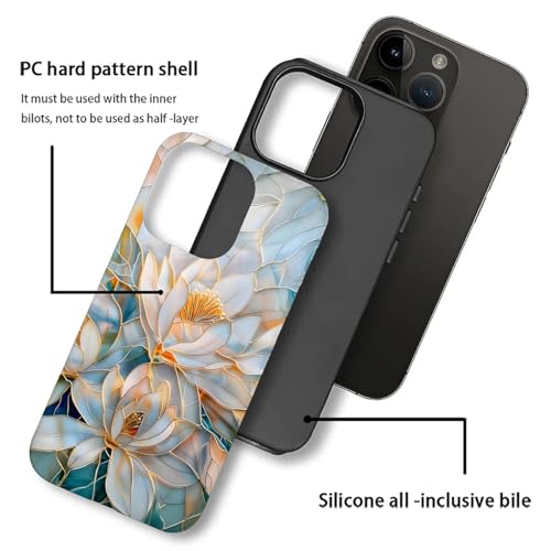 TAMEFOX Case for iPhone 16 Pro,Anti Drop Scratch Frosted Protective Cover Case for Women Girl-Glass Golden Flower - image 2
