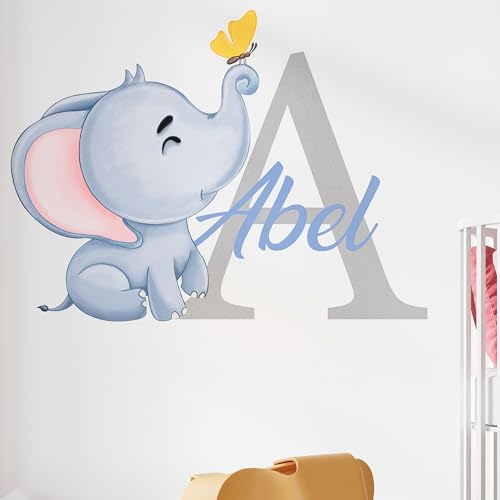 Vinilo Decorativo Elefante Personalizable con Nombre