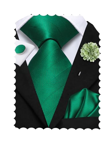 Image of Hi-Tie Men's Tie Lapel Pin Set Pocket Square Cufflinks Formal Woven Silk Tie Sets Wedding Party