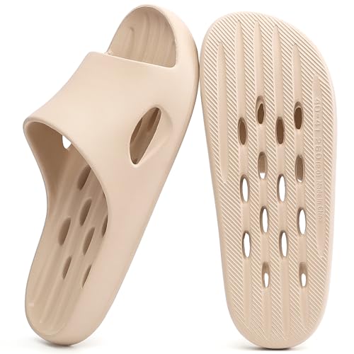 Image of Aoowoll Mens Shower Shoes With Holes Dry Quickly Bath Slippers Womens Non Slip Indoor Home Bedroom Pool Spa Guest College Dorm