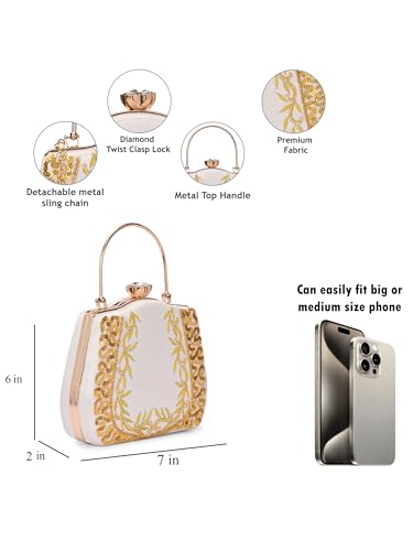 Image of TOOBA Handicraft Clutch Purse For Women with Sleek Design Glass Basket Clutch| Trendy Stylish Bridal, Party, Wedding Sling Bag