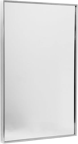Head West Spectrum Modern Mirror | Marco de acero inoxidable con acabado de níquel cepillado - Forma rectangular - Montaje horizontal y vertical -