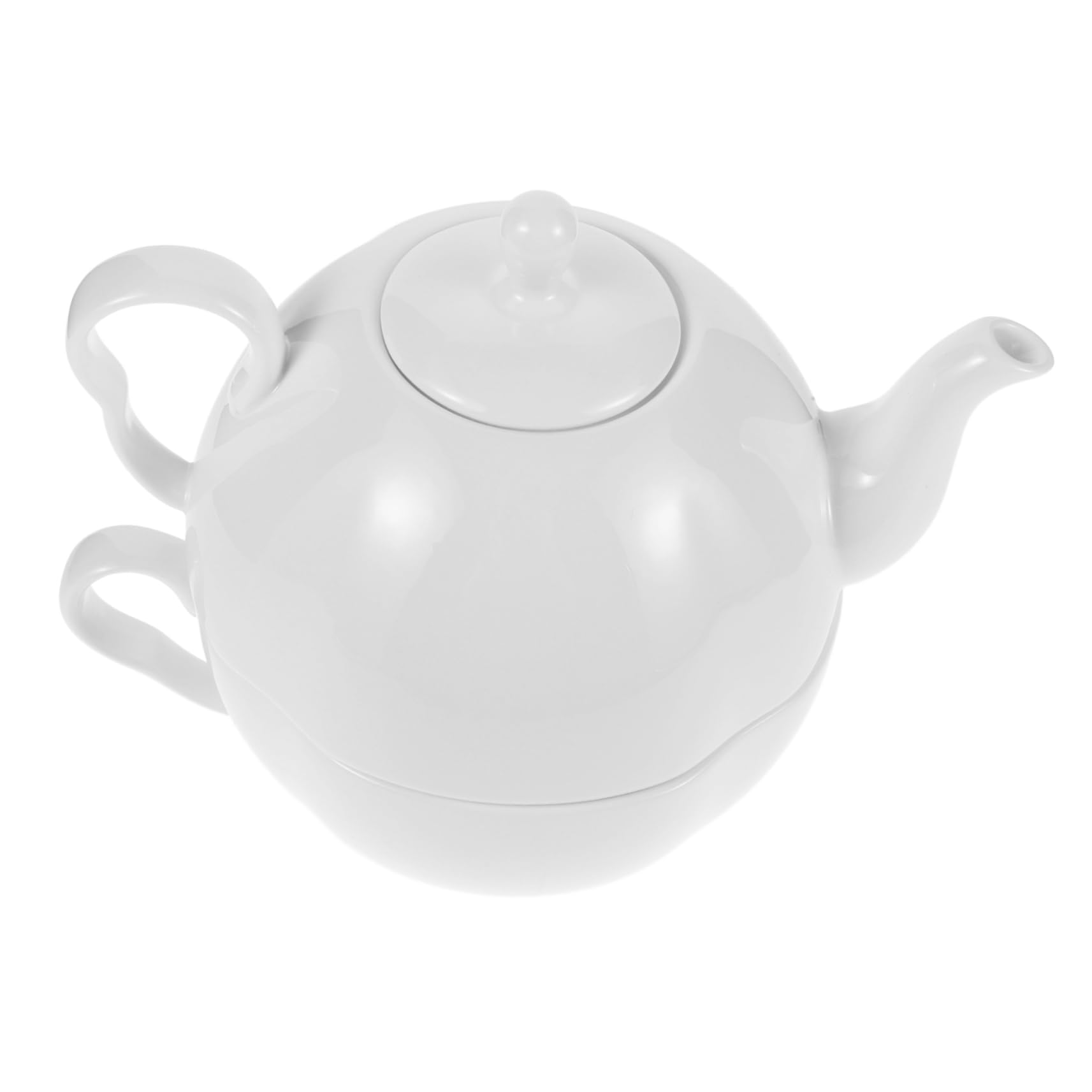 Service à thé individuel porcelaine fine bouilloire et tasse blanche
