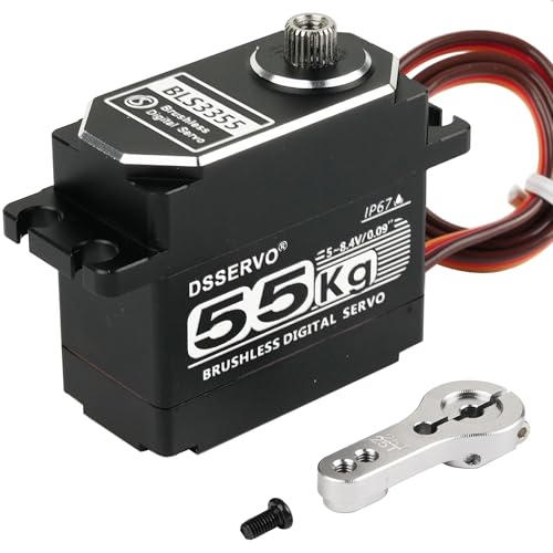 Wishiot 55kg Brushless Servo High Speed RC Digital Servo Waterproof IP67 Full Metal High Torque Servo for 1/8 1/10 RC Car Crawler (BLS3355) (55kg, 180°) Wishiot 55kg Brushless Servo High Speed RC Digital Servo Waterproof IP67 Full Metal High Torque Servo for 1/8 1/10 RC Car Crawler (BLS3355) (55kg, 180°)