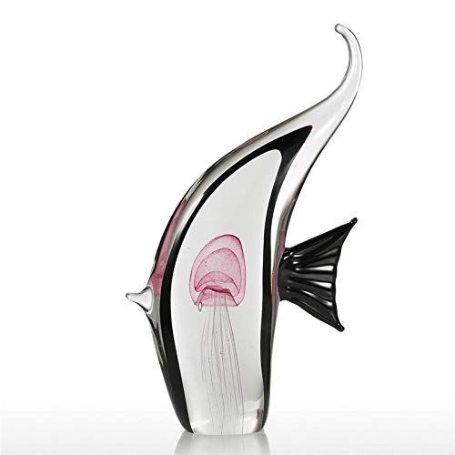 35Cm Hand Blown Fish Jellyfish Sculpture Glass Murano Art Style Ocean Animal Paperweight Home Office Decorative Figurines #TOP3