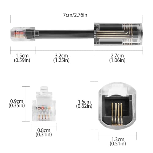 Orivin 2 Stück RJ9 4P4C Telefon-Schwenkkopf RJ11 Hörerkabel-Verwicklungslöser 0,3 m Schwarz für Festnetztelefone Büro Zuhause