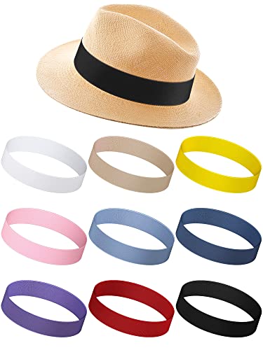 Yahenda 9 Pcs Hat Band for Men Women Western Cowboy Hat Bands Colorful Elastic Panama Band Straw Hats Accessories(Regular Colors)