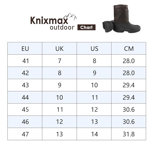 Knixmax Outdoor Winterstiefel Herren Warm Gefütterte Schneestiefel Winterschuhe mit wasserdichtem Obermaterial und rutschfesten Sohlen Geeignet für die Schneesaison im Winter Braun EU43
