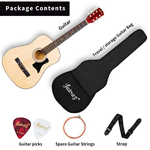 Image of JUAREZ 96.52 cm (38 Inch) Acoustic Guitar with Dual Action Truss Rod, JRZ38C-CTR-NAT Bag, Picks, Allen Key, Extra String Set, Natural