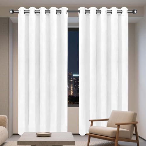 Rideau chambre lumière bloquer anti chaleur blanc à oeillets - 2