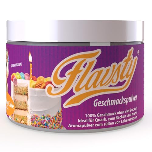 Flavsty® Geschmackspulver - Veganes Geschmackspulver ohne Zucker - Aromapulver - Flavorpowder (Birthday Cake)