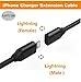 for iPhone Charger Extension Cable,6FT Lightning Extender Dock Cable Compatible with iPhone 14 Pro 13 Pro Max 12 11 X XR 8 7 6 Male to Female Cable Extension Adapter Cord Pass Video,Data,Audio Black