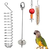 🐦Alimentador automático: el soporte del comedero para pájaros se puede colocar en verduras, pan, frutas, carne y otros alimentos que los loros y otras aves usan para alimentarse. Sirve juguetes intelectuales para el pájaro.