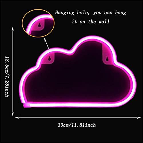 Nordstylee Led Neon Light Sign Moon Cloud Star Lightning Sign Night Lights Wall Decor Home Decoration Light for Kids Room ,Bedroom,Birthday,Wedding Party Gift (Cloud-Pink)