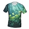 Illustration Digital Art Leaf Print Stylish Soft Men's T-Shirts,Short Sleeve Tees for Men,Perfect for Everyday Wear Black #2