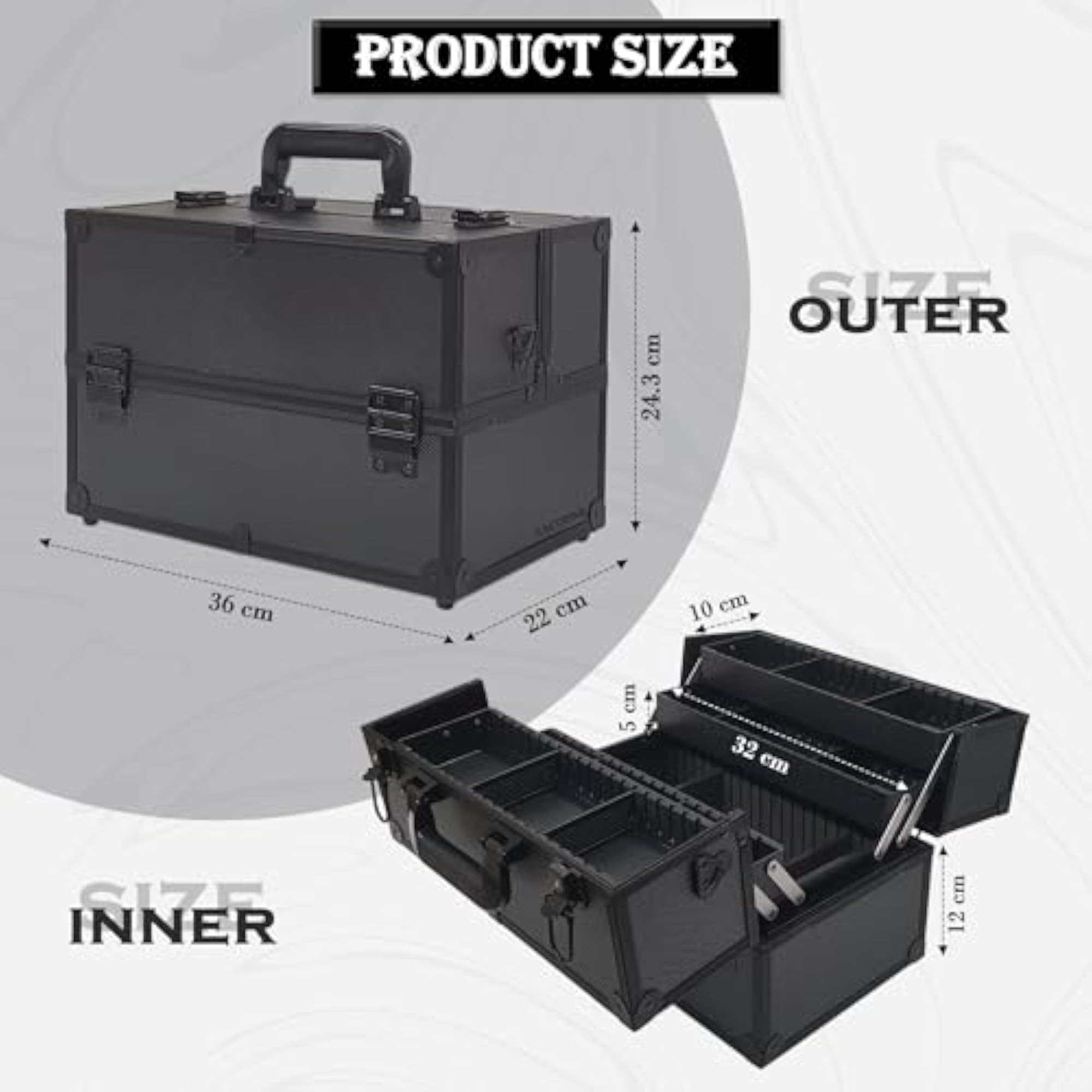 Adjustable Makeup Train Case with 4 Trays