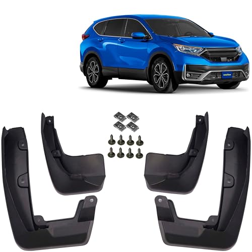 Goodyear Mud Flaps for Honda CR-V 2017-2022, Pair, Heavy-Duty Thermoplastic, Custom Fit, Easy to Install, Road/Weather Durability, Car Accessories, 2 License Plate Frames - GY004721v