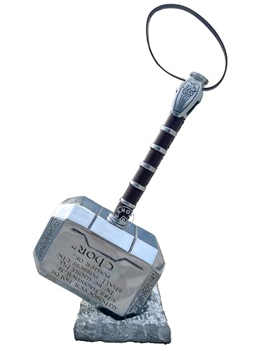Thor Mjolnir - Réplica de martelo colecionável em escala 1:1, construção em metal com base de exibição, acessório de cosplay