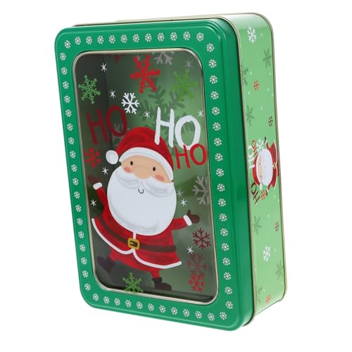 COLLBATH Boîte à Biscuits de Noël Métal avec Fenêtre Transparente Boîte Cadeau Carrée pour Bonbons et Friandises Tôle