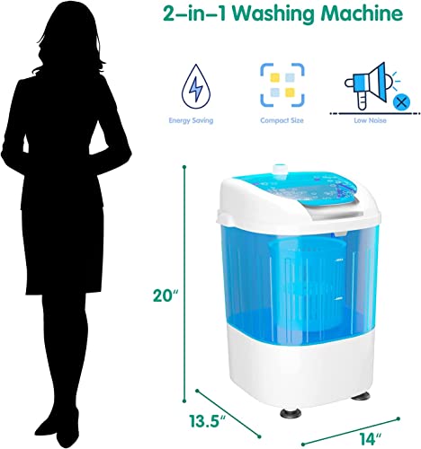 Medimall Portable Washing Machine, Mini Washer And Dryer Combo W/ 5.5Lbs Washing Capacity, Spin Cycle Basket, Drain Hose, Semi-Automatic Laundry Machine For Rvs Camping Apartments Dorms #TOP6