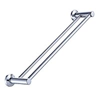 BOOKARROW Double Towel Rails 600mm/ 24 inch Chrome Screw Wall Mounted Dual Rod Towel Shelf Bar or Rack Round in Bathroom or Kitchen B38913-60CM