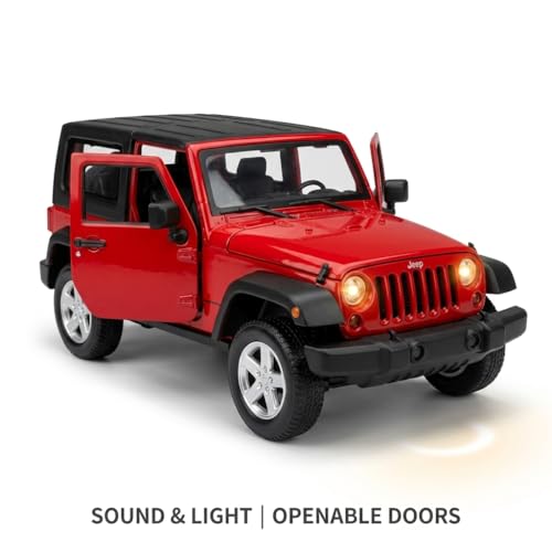 Image of Wizplex MSZ Official Licensed Jeep Wrangler Diecast Model Car 1:32 Scale | Light & Sound | Pull Back Action | Metal SUV Toy | Collectible Display & Gift