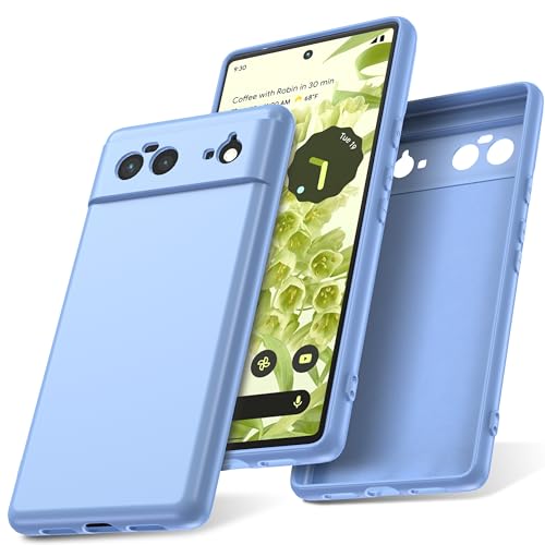 Watana Funda para Google Pixel 6 5G Case de Silicona Soft-Touch, Antigolpes, Antipolvo, Antideslizante, Funda Protectora Completa con Forro de Microfibra para Pixel 6 5G,Azul Claro