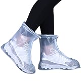 OctVridslo Rain Shoe Covers Waterproof Boots Plastic Overshoes Galoshes for Women Men Kids,Anti-Slip Overshoes (White, XXS)