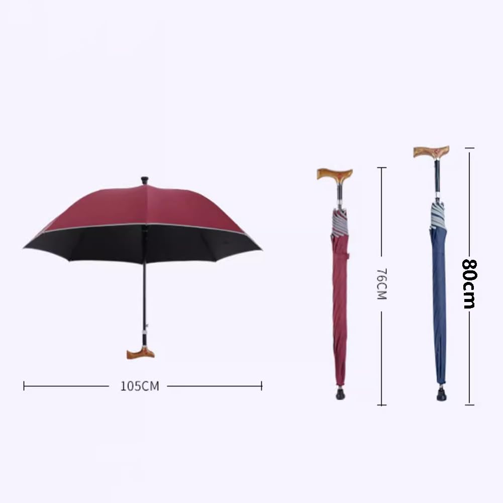 Antypoślizgowa regulowana laska do chodzenia, lekka, wiatroszczelna laska parasolowa do użytku w mieście, wielofunkcyjny parasol, wysokość 83-91 cm (32-36 cali)