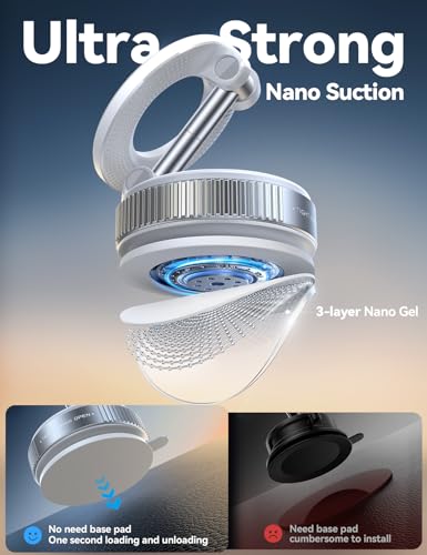 JOYROOM Vacuum Magnetic Car Phone Holder, Strongest Suction Cup 360° Adjustable Magsafe Car Phone Mount, Foldable Cell Phone Holders for Your Car for iPhone 16 Pro Max 15 14 13 12 Plus/Android — view 3