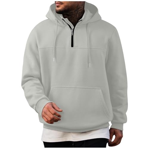 Big and Tall Hoodies for Men Quarter Zip Up Oversized Fleece Pullover Fall Winter Hooded Sweatshirt with Pockets