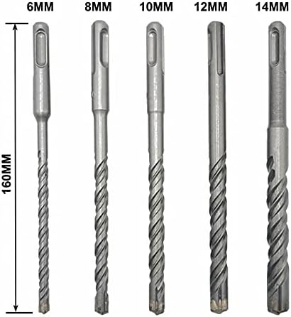 Drill Bits For 5Pcs Electric Hammer SDS Plus Drill Bit Set Cross Tips 4 Cutters 160mm For Concrete Wall Brick Block Masonry Drilling B - (Color: Silver)