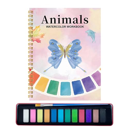 Mihauuke Libro De Ejercicios De Acuarela,Materiales De Dibujo Con Encuadernación En - Libros De Práctica De Colorear Con Acuarelas Para Niños - Para Niños Niñas Hombres Mujeres Hogar Escuela Viaje