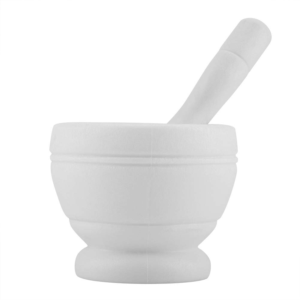 Mortar Pestle Set, Garlic Grinder Spices Herbs Mortar,Manual Plastic Garlic Grinder Spices Herbs Mortar and Pestle Set Grinding Bowl Kitchen Tool (White)