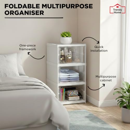 Image of Senego Trendy Home 3-Layer Foldable Cabinet Storage Organizer, White