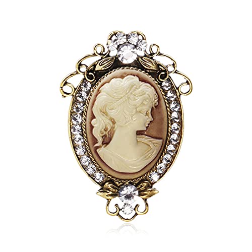 Image of lureme Vintage Elegant Victorian Lady Beauty Cameo with Crystal Brooch Pin (br000017)