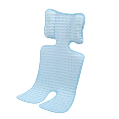 冷感ベビーカーシート 枕付き 夏用 通気性 吸汗速乾 マルチ対応 チャイルドシート ベビーチェア A型B型対応 簡単取付 洗える 70×35cm (ダークブルー, free)