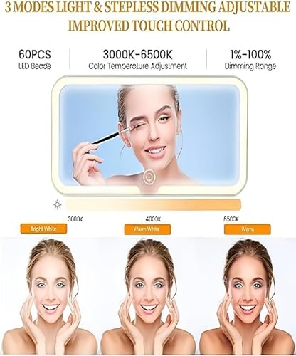 Image of Car Sun Visor LED Makeup Mirror with Touch Control, Rechargeable, Adjustable Light Modes