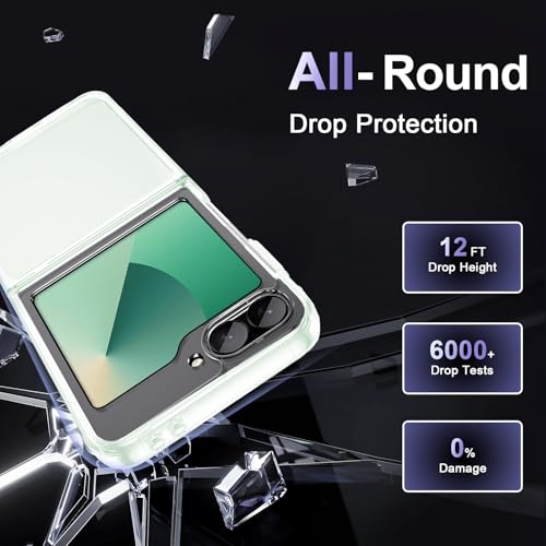 Image of Case for Samsung Galaxy Z Flip 6, Military Grade Drop Protection Clear Phone Case, Yellowing Resistant, Anti-Scratch Hard PC Back, Shockproof Hard Ultra-Thin Protective Cover, Transparent