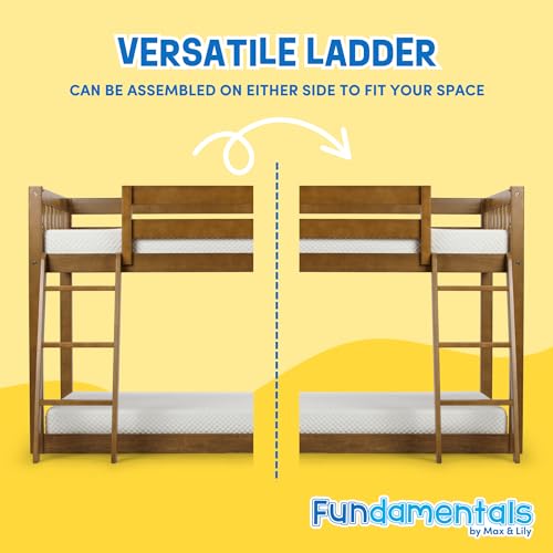 image for Max & Lily Fundamental Twin Low Bunk Bed, Kids Solid Wood Modern Bed F