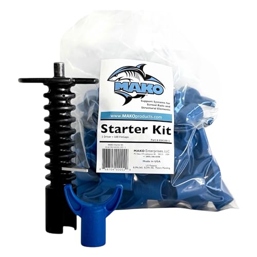 MAKO® Starter Kit Concrete Screed Support System – 50 FinCap® Screed Chairs + MAKO® Driver Installation Tool – Fast One-Person Setup for Slab-on-Grade Construction – Made in USA