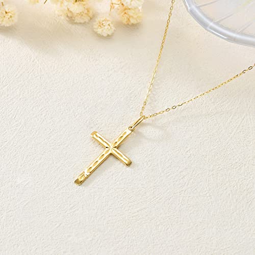 SISGEM Solid 14K Gold Cross Necklace, Real Gold Faith Cross Pendant Necklace Religious Jewelry for Women Anniversary Birhtday Mother's Day Jewelry Gifts for Mom, Wife, 16+2 Inch4