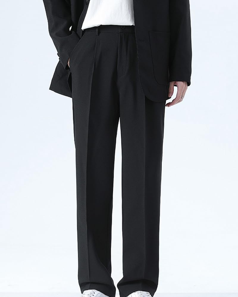 Ice Silk Comfort Stretch Pants for Men Over 50, Casual Elastic Waist Pull On Work Slim Fit Straight Leg Dress Pants2