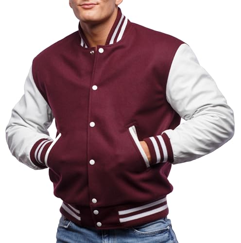 Letterman Jacket (16 Color Options) S to 5XL (Wool, Leather Sleeves)