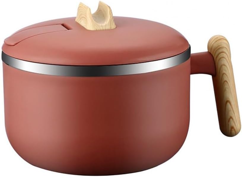 Great Double-Wall Heat Insulated Cereal Salad Bowl Stainless Steel Cereal Bowl with Lid Handle Daily Use(D)