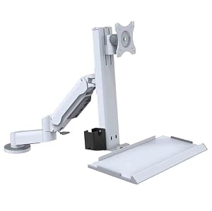 Adjustable Screen Arm Dual Arm Clamping Table Monitor Stand with Engineering Tray Suitable for 15-32 Inches Easy Install